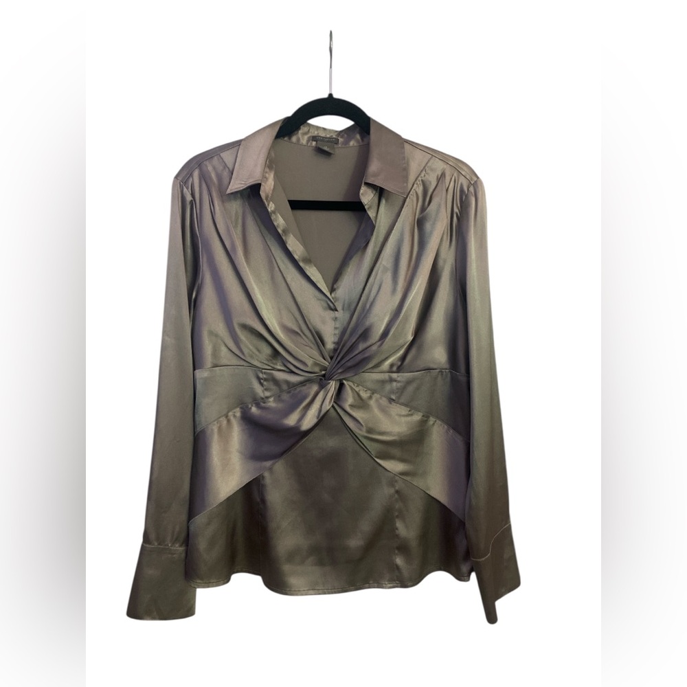 Ann Taylor Metallic Silver Blouse GUC 14 - Picture 3 of 5